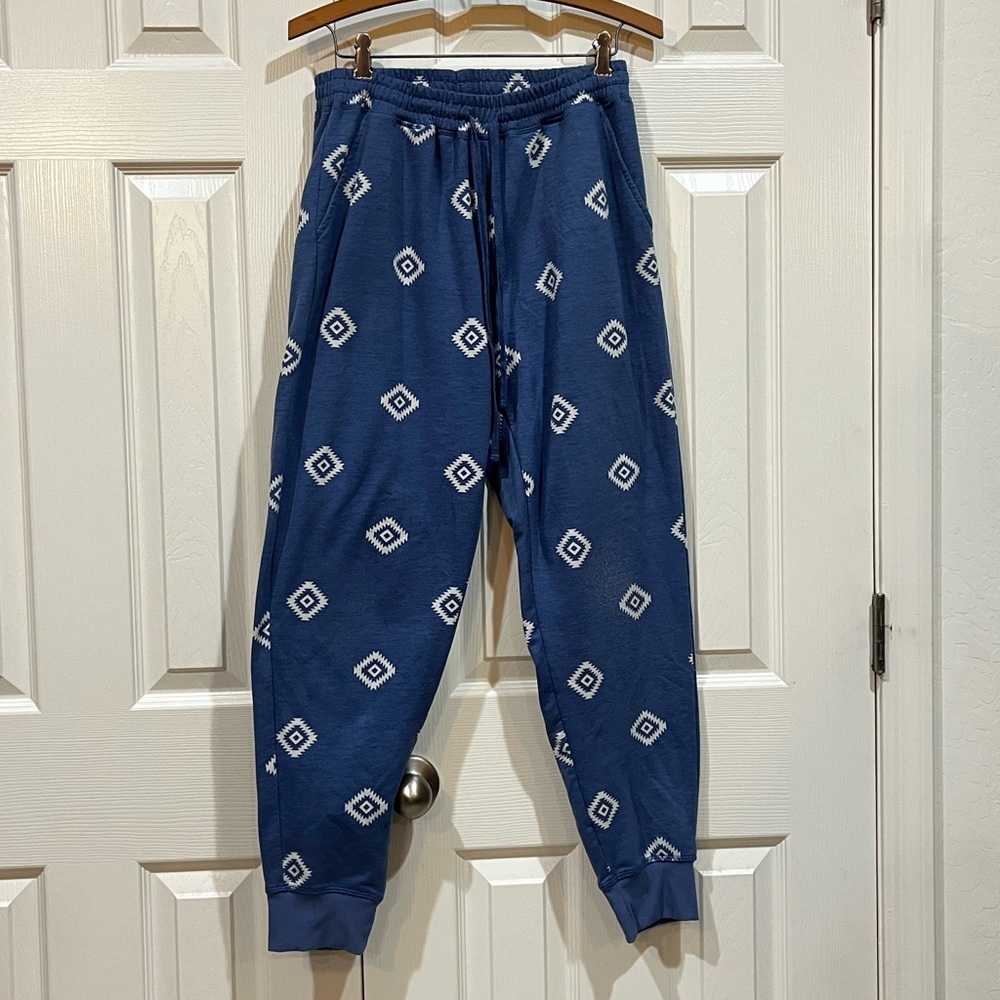 Lula Roe blue and white joggers